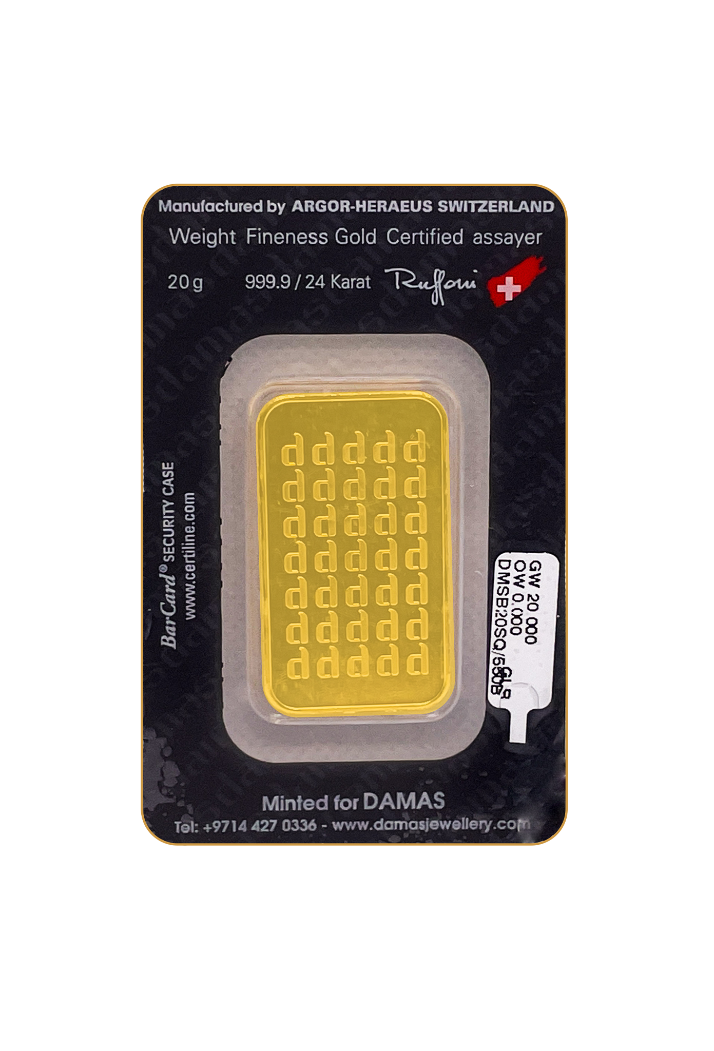 20g AU Investiční slitek Damas 20G-D-DA