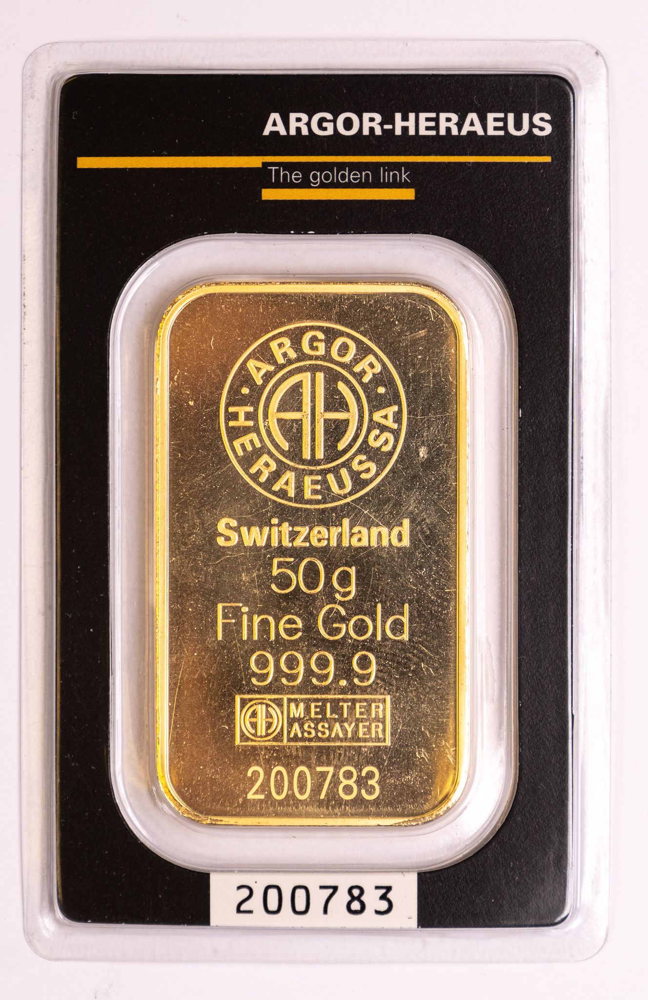 50g AU Investiční slitek Argor Heraeus 50G-C-AH